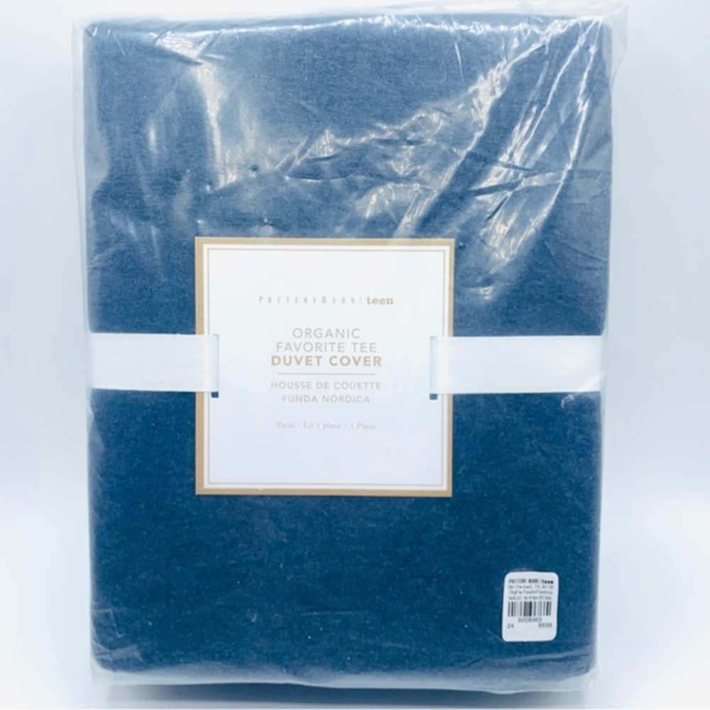 Pottery Barn Teen Organic Favorite Tee Twin Duvet Cover Blue Cotton NIP